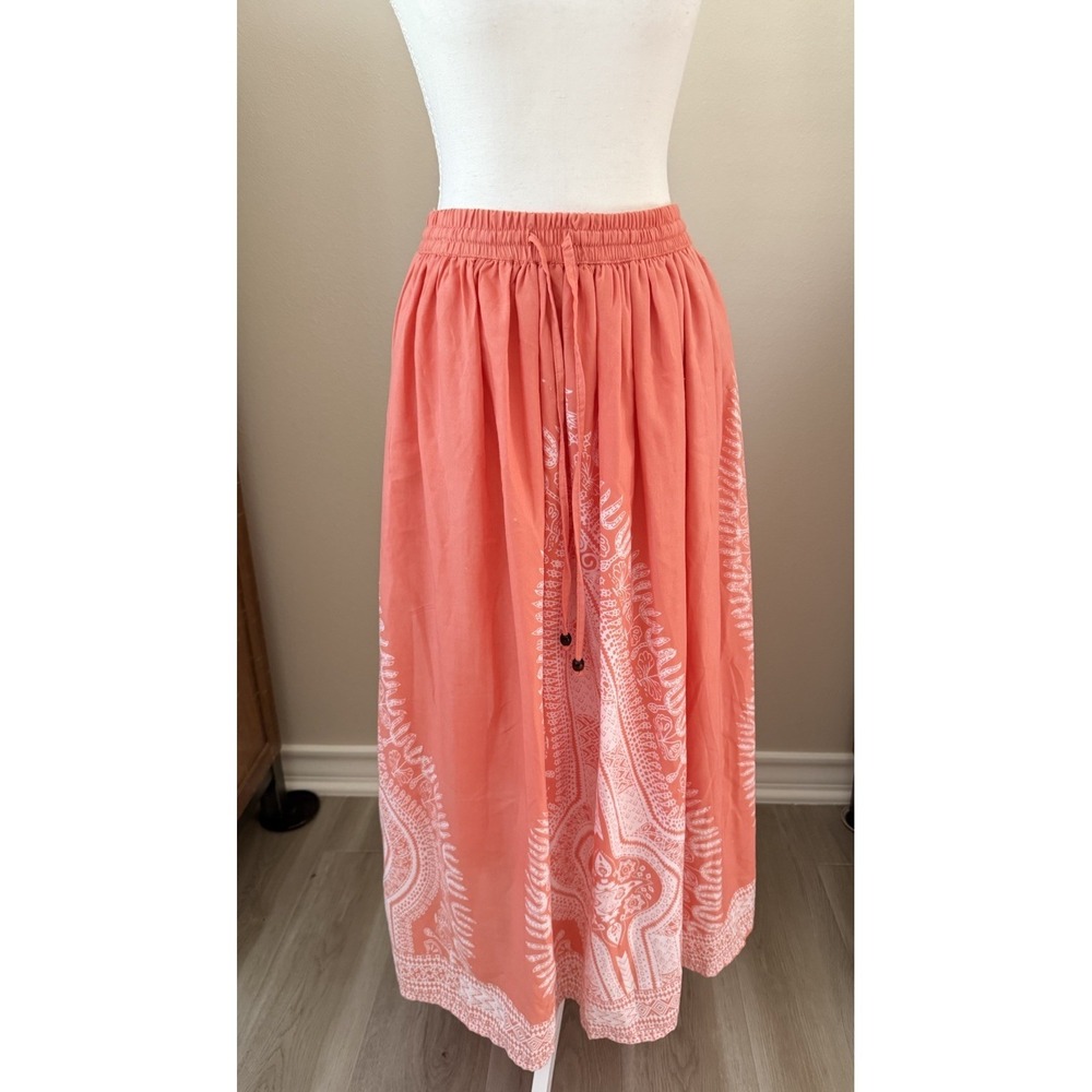 Gypsie Blu Boho Maxi Skirt Small Coral Festival Beach Hippie Cottagecore